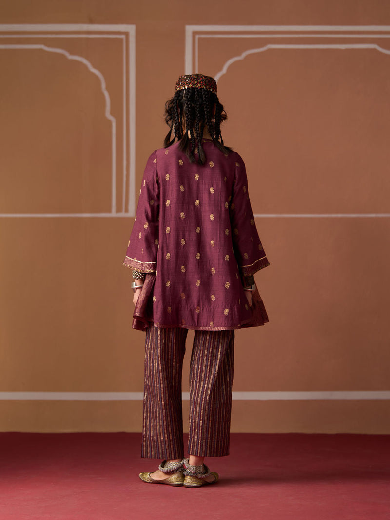 Oorja Kurta chanderi kurta/kurta set by SWATTI KAPOOR in plum for women in Singapore