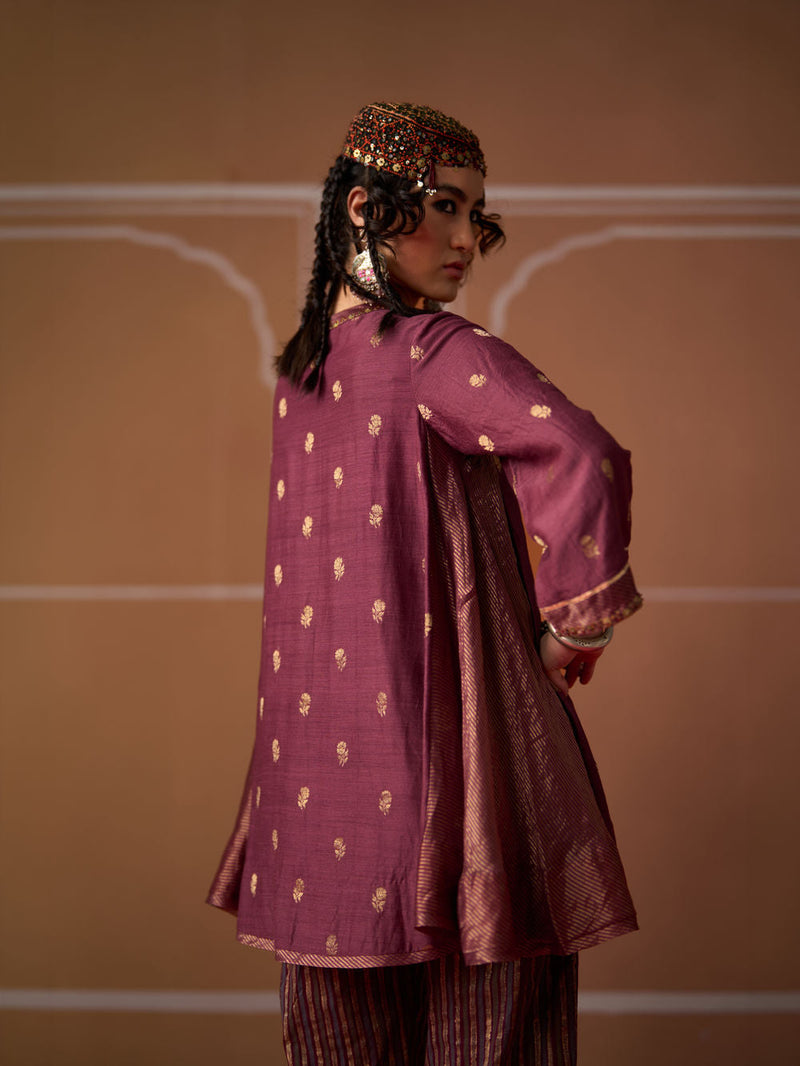 Oorja Kurta chanderi kurta/kurta set by SWATTI KAPOOR in plum for women in Singapore