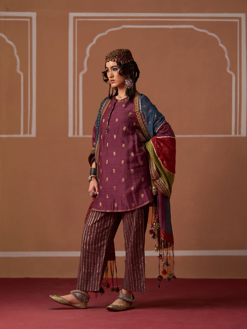 Vyom Pant cotton pyjama/salwar by SWATTI KAPOOR in plum for women in Singapore