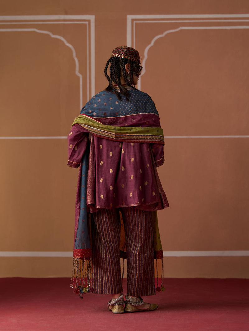 Oorja Kurta chanderi kurta/kurta set by SWATTI KAPOOR in plum for women in Singapore