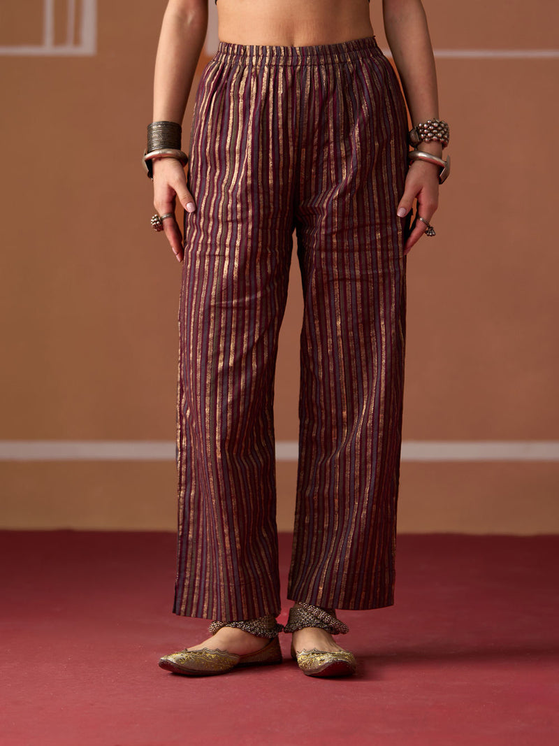 Vyom Pant cotton pyjama/salwar by SWATTI KAPOOR in plum for women in Singapore