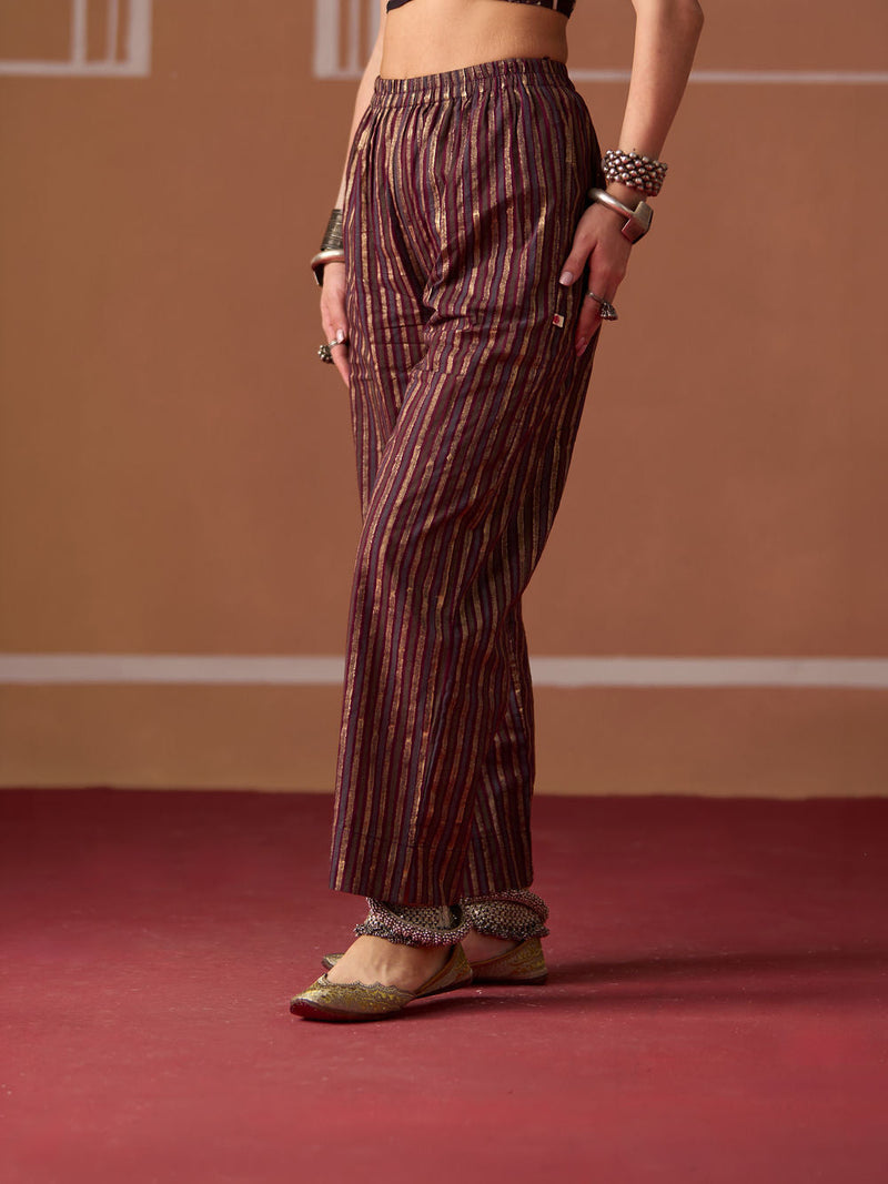 Vyom Pant cotton pyjama/salwar by SWATTI KAPOOR in plum for women in Singapore
