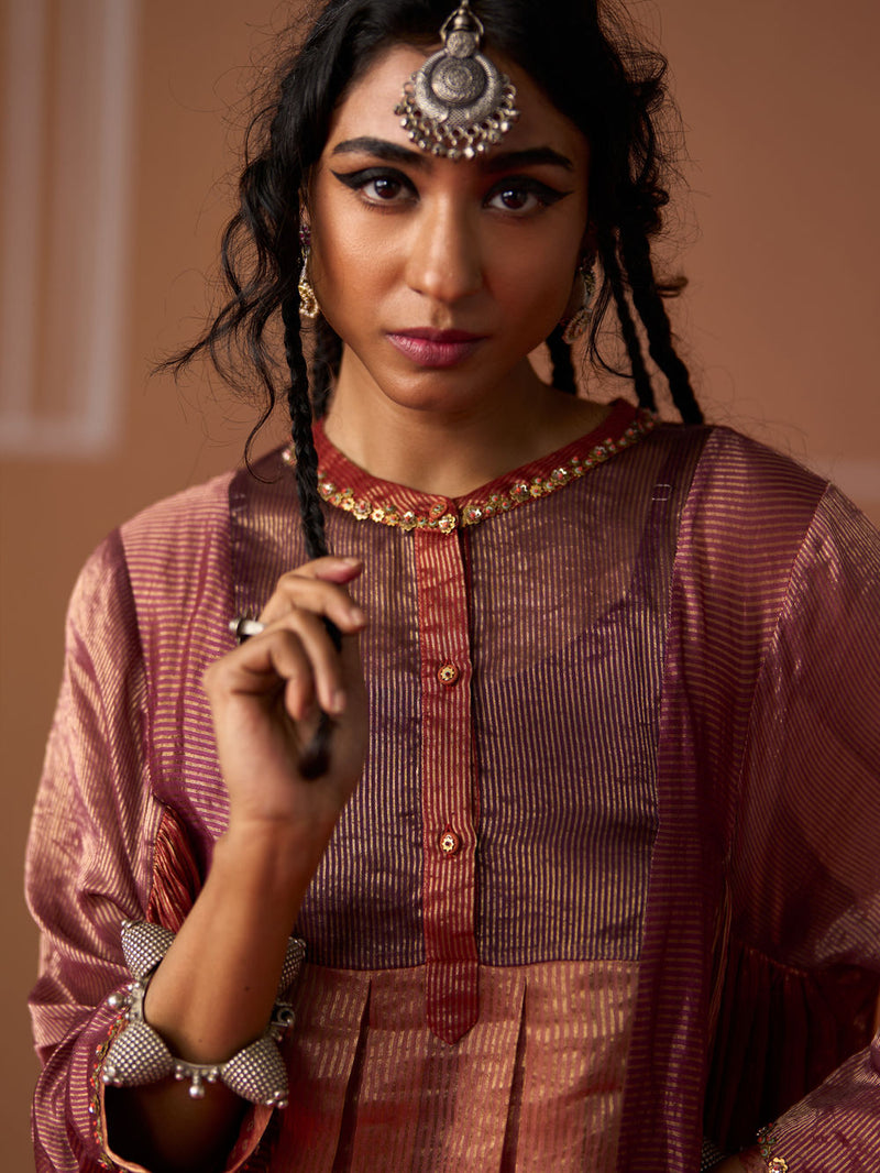 Rasha Kurta chanderi kurta/kurta set by SWATTI KAPOOR in multi-color for women in Singapore