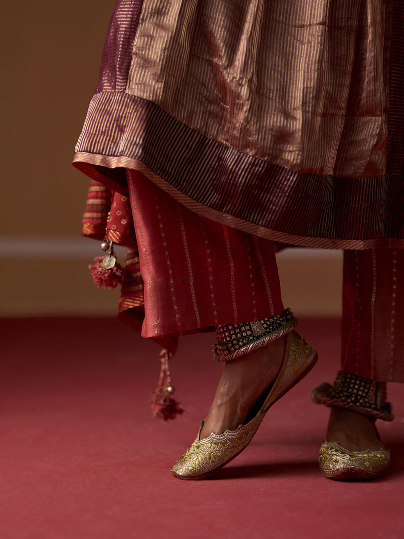 Malaika Pant chanderi pyjama/salwar by SWATTI KAPOOR in peach for women in Singapore