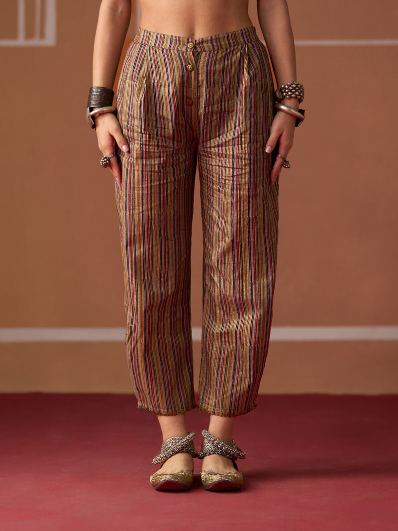 Hameeda Pant cotton pyjama/salwar by SWATTI KAPOOR in multi-color stripe for women in Singapore