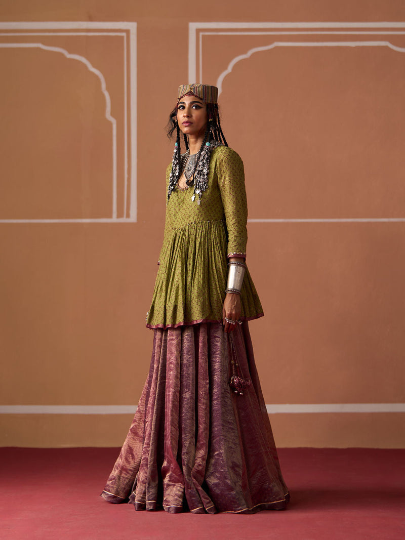 Rida Top chanderi blouse by SWATTI KAPOOR in green for women in Singapore