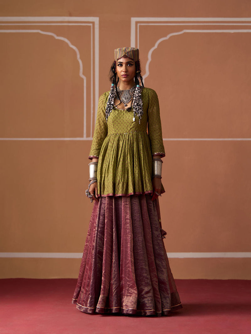 Rida Top chanderi blouse by SWATTI KAPOOR in green for women in Singapore