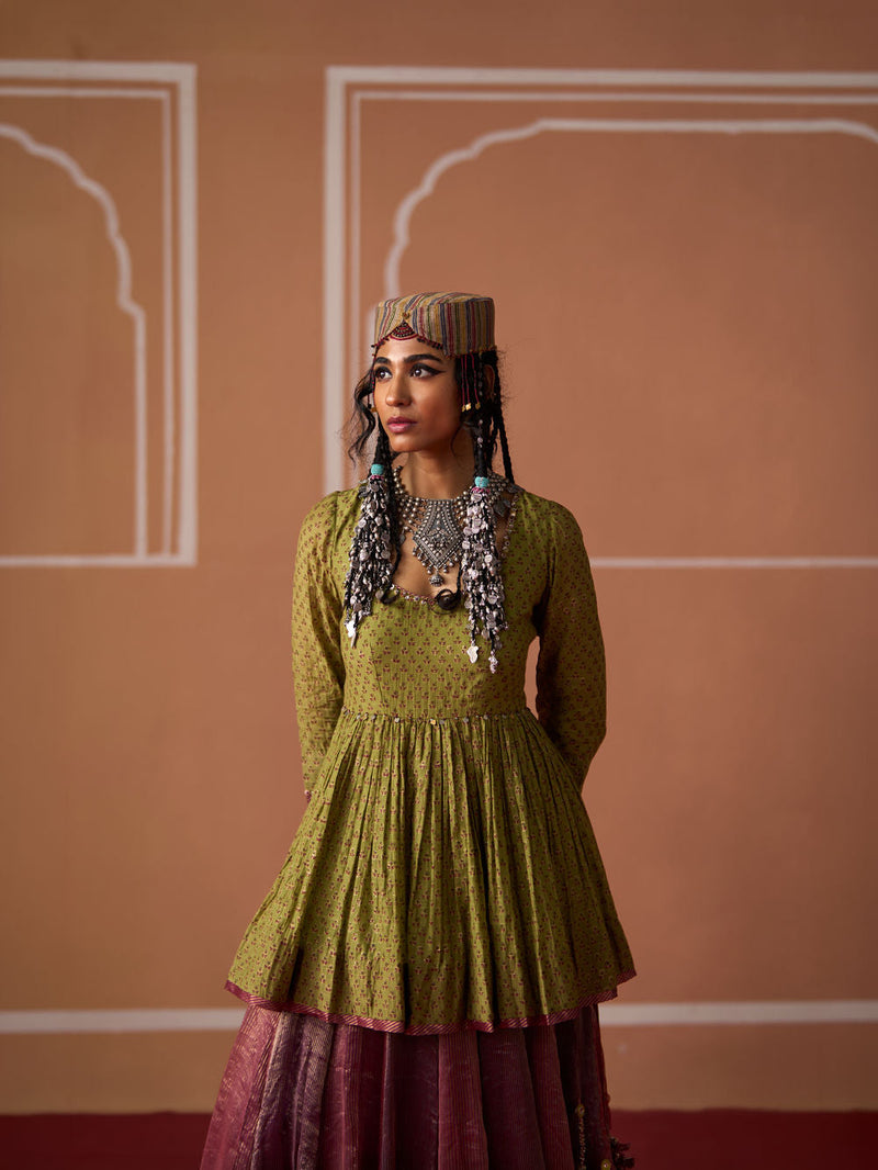 Rida Top chanderi blouse by SWATTI KAPOOR in green for women in Singapore