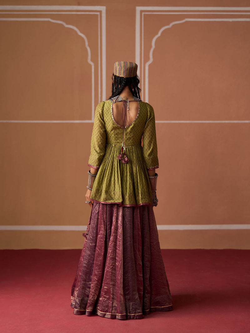 Rida Top chanderi blouse by SWATTI KAPOOR in green for women in Singapore