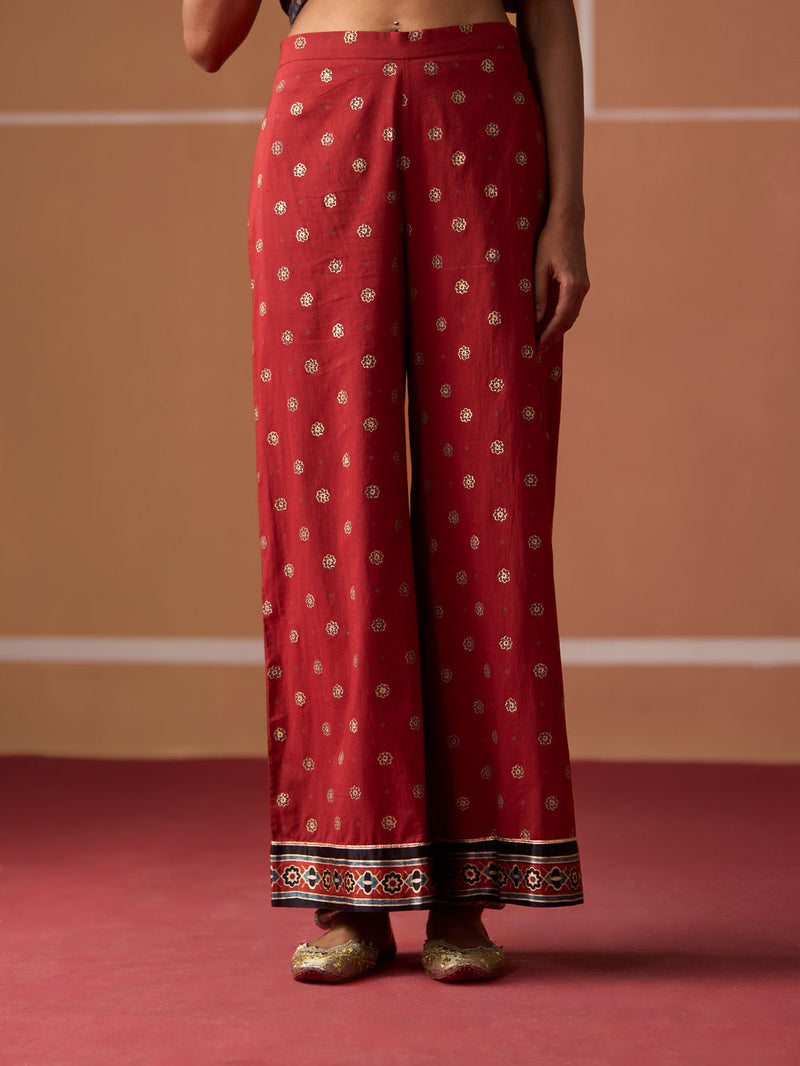 Karuna Pant cotton pyjama/salwar by SWATTI KAPOOR in rust for women in Singapore
