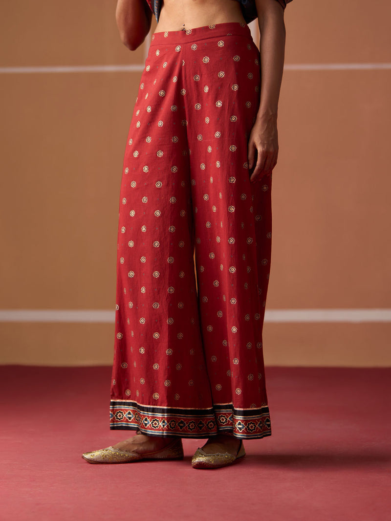 Karuna Pant cotton pyjama/salwar by SWATTI KAPOOR in rust for women in Singapore