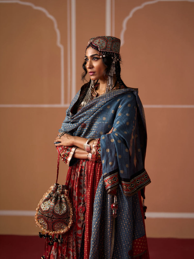 Tejas Dupatta chanderi dupatta by SWATTI KAPOOR in blue for women in Singapore