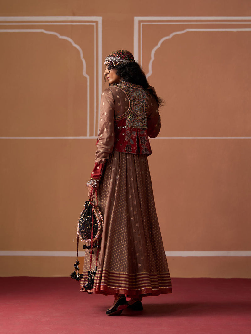 Nakul Gilet chanderi indo-western by SWATTI KAPOOR in multi-color for women in Singapore