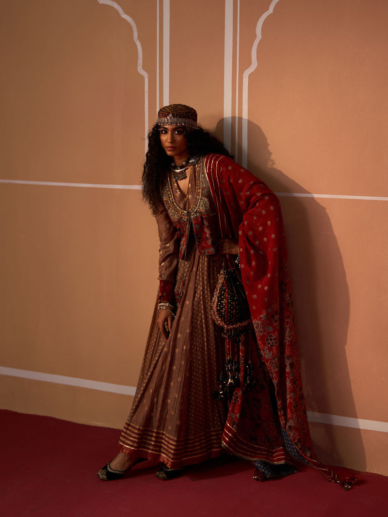 Mishti Kurta & Tania Churidar chanderi kurta/kurta set by SWATTI KAPOOR in grey for women in Singapore