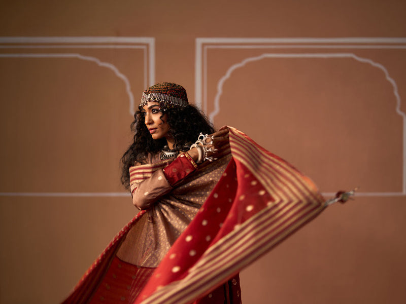 Garima Dupatta chanderi dupatta by SWATTI KAPOOR in grey, rust for women in Singapore