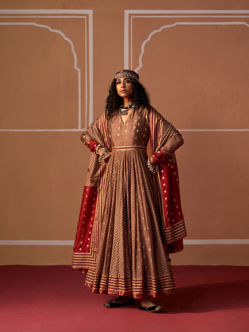 Mishti Kurta & Tania Churidar chanderi kurta/kurta set by SWATTI KAPOOR in grey for women in Singapore