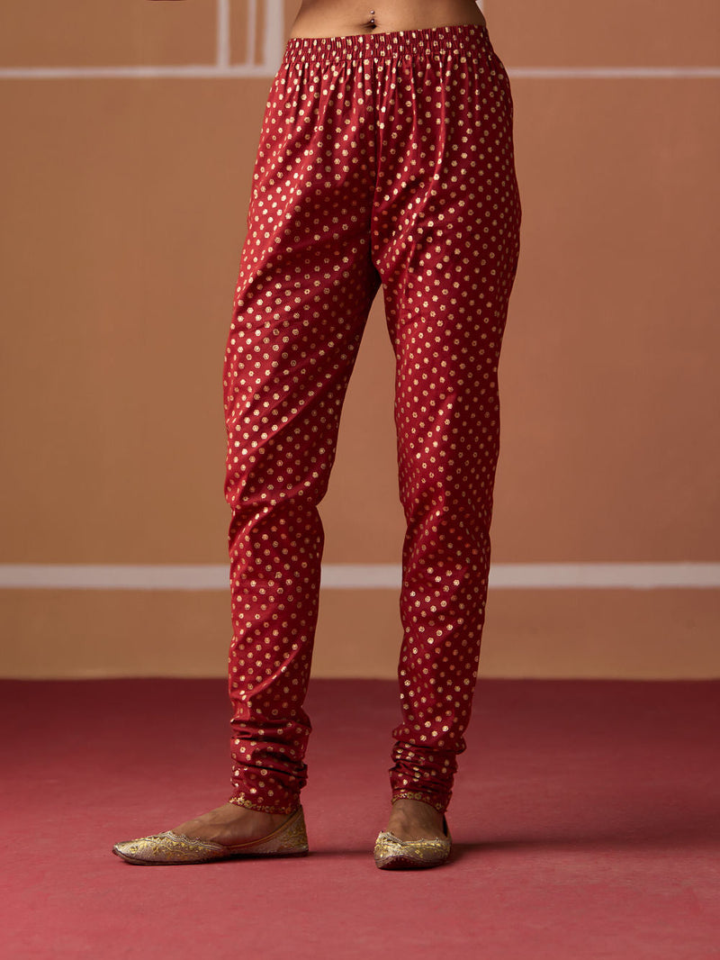 Tania Churidar cotton pyjama/salwar by SWATTI KAPOOR in rust for women in Singapore