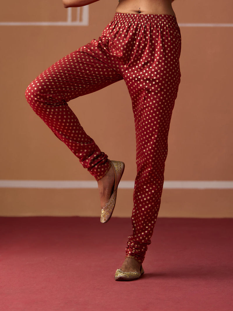 Tania Churidar cotton pyjama/salwar by SWATTI KAPOOR in rust for women in Singapore