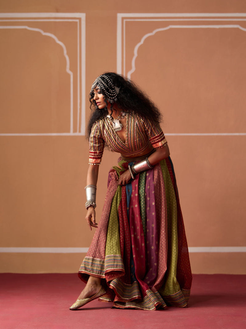 Kashi Skirt chanderi indo-western by SWATTI KAPOOR in multi-color for women in Singapore