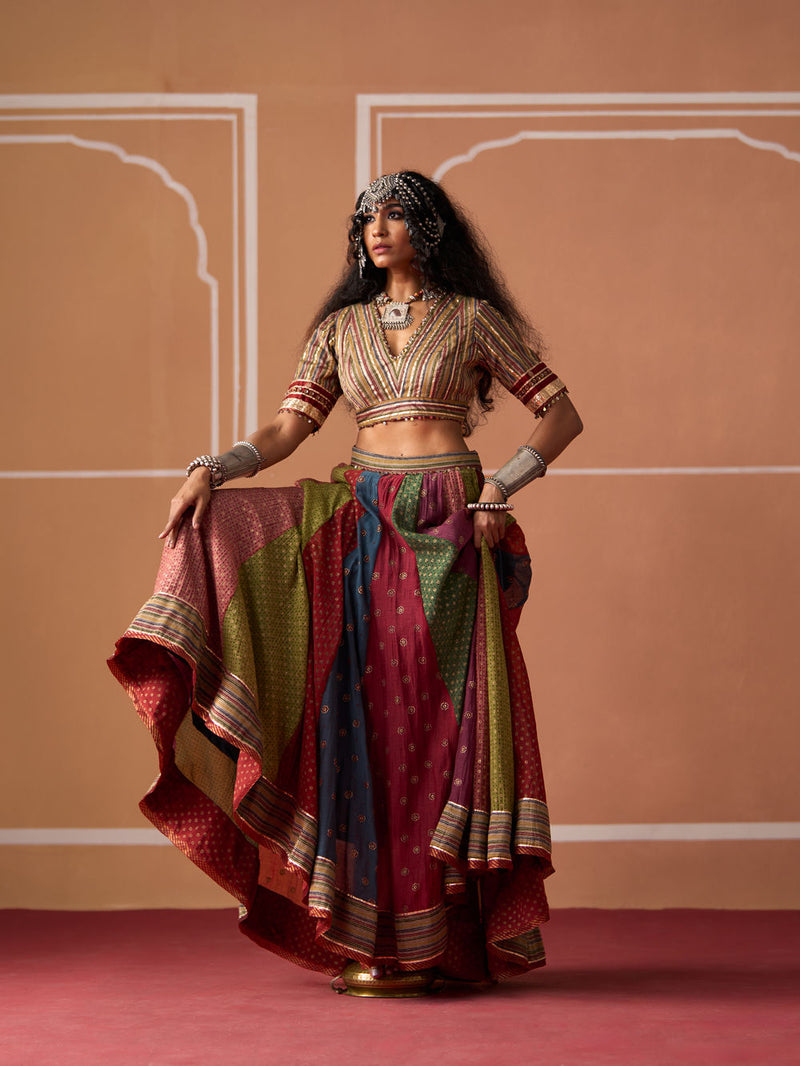 Rumi Blouse chanderi blouse by SWATTI KAPOOR in multi-color stripe for women in Singapore