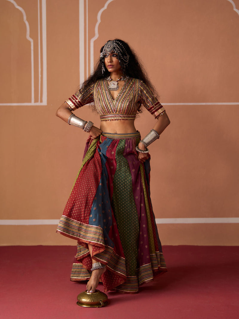 Kashi Skirt chanderi indo-western by SWATTI KAPOOR in multi-color for women in Singapore