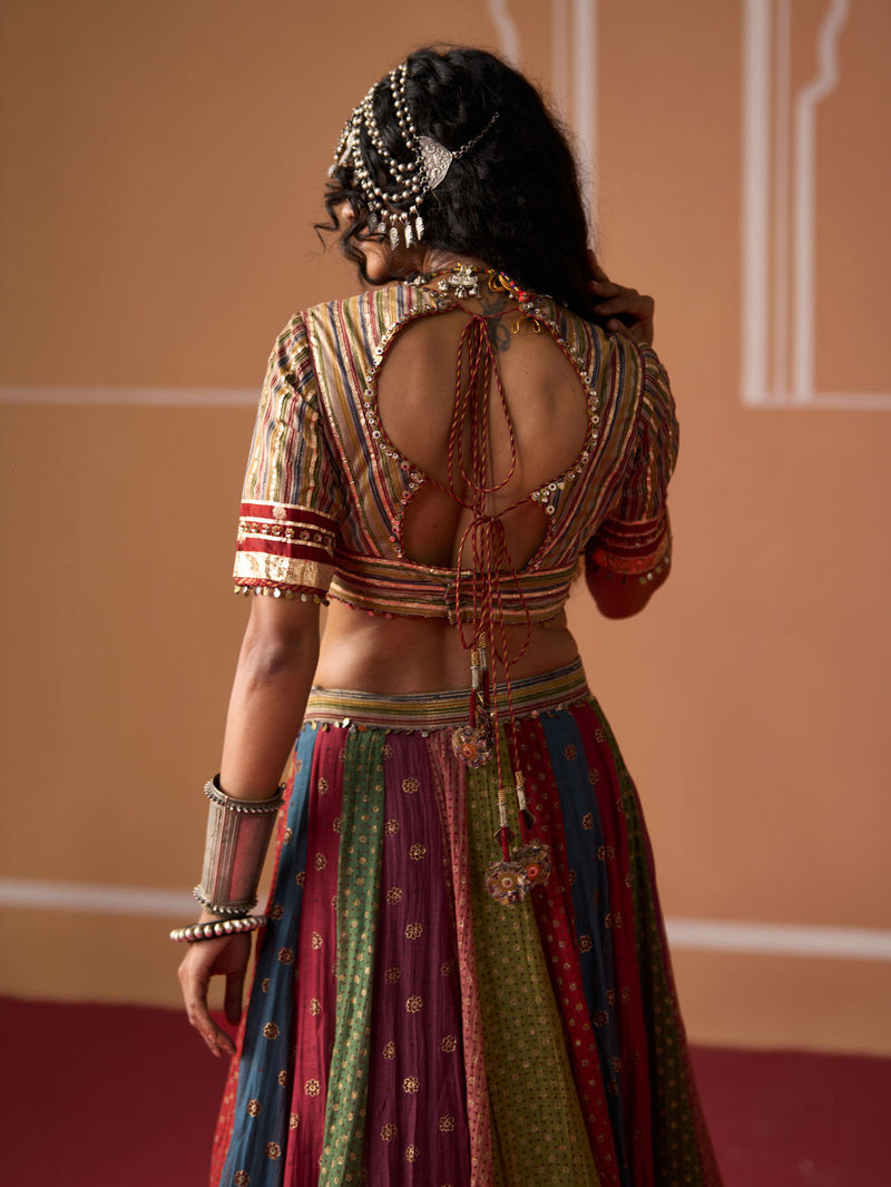 Rumi Blouse chanderi blouse by SWATTI KAPOOR in multi-color stripe for women in Singapore
