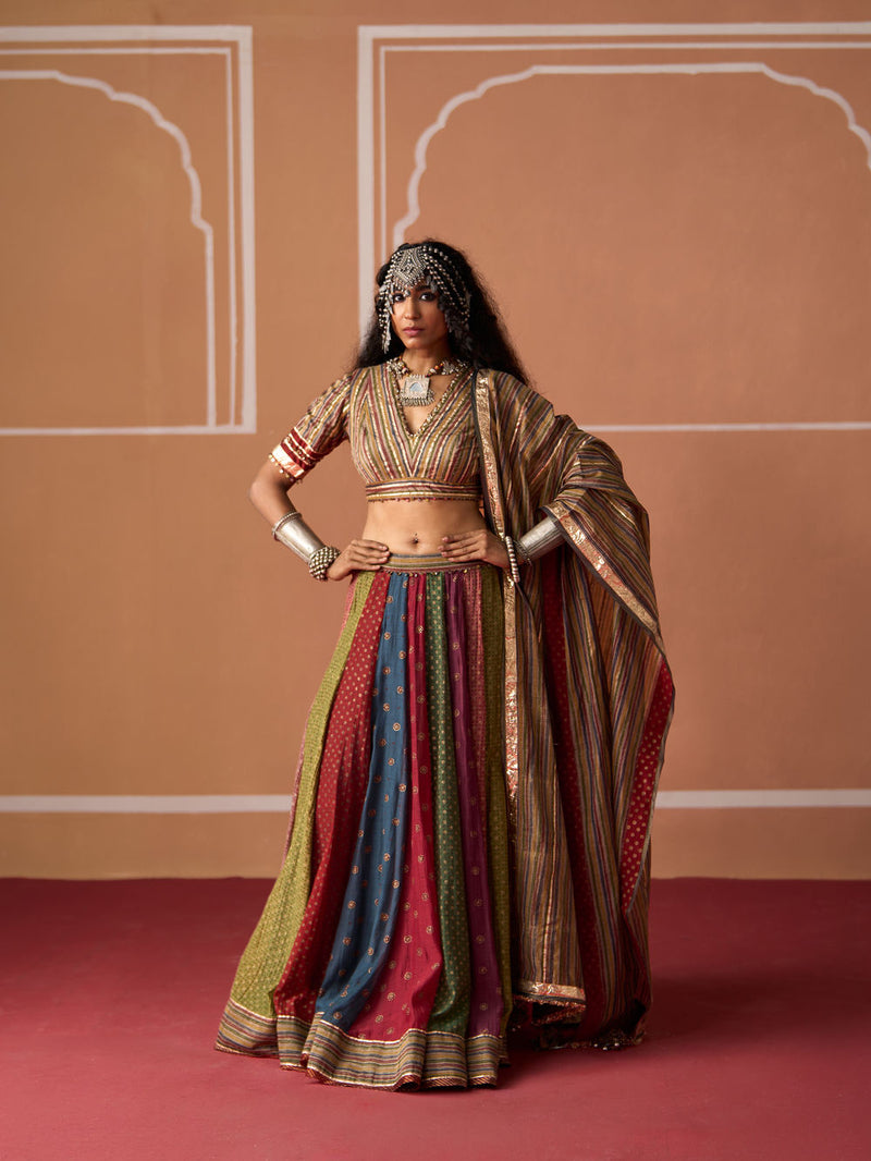 Niviya Dupatta chanderi dupatta by SWATTI KAPOOR in multi-color stripe for women in Singapore