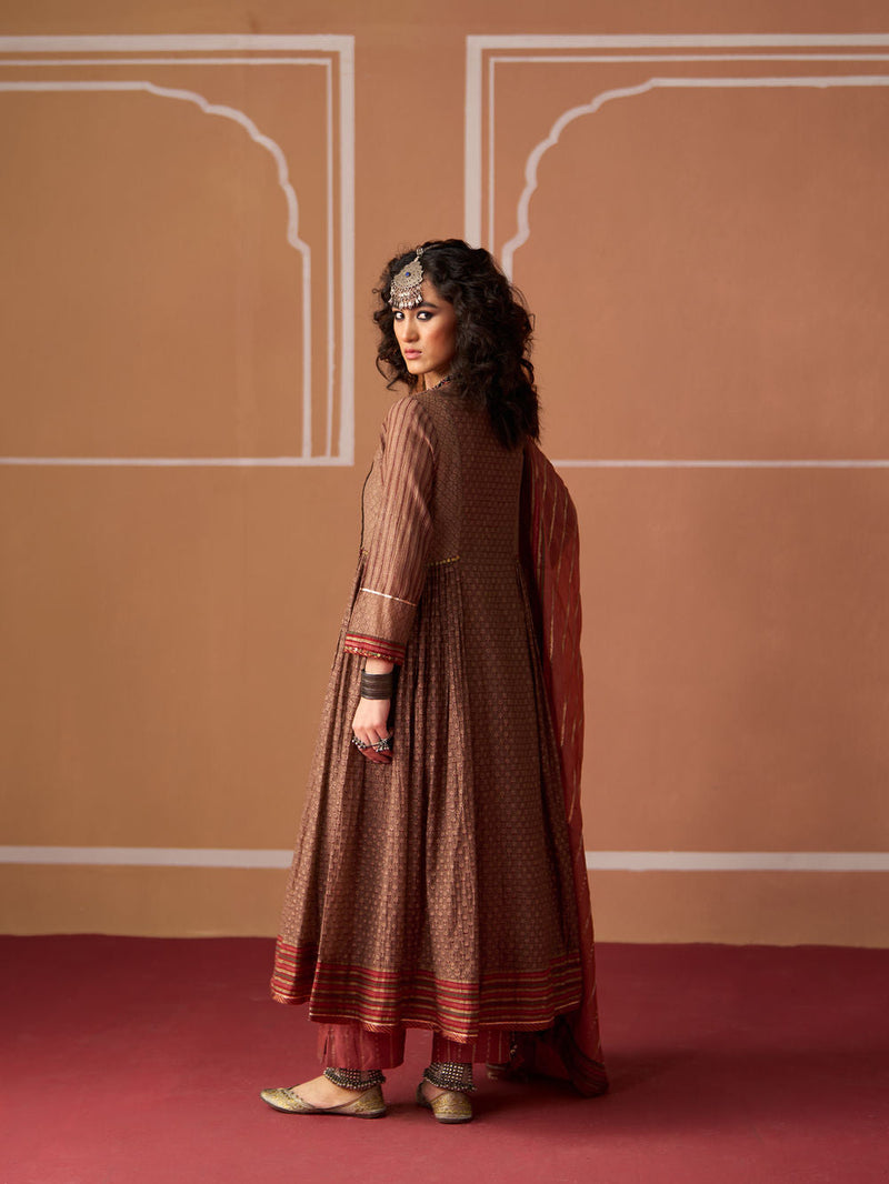 Moira Kurta chanderi kurta/kurta set by SWATTI KAPOOR in grey, rust for women in Singapore