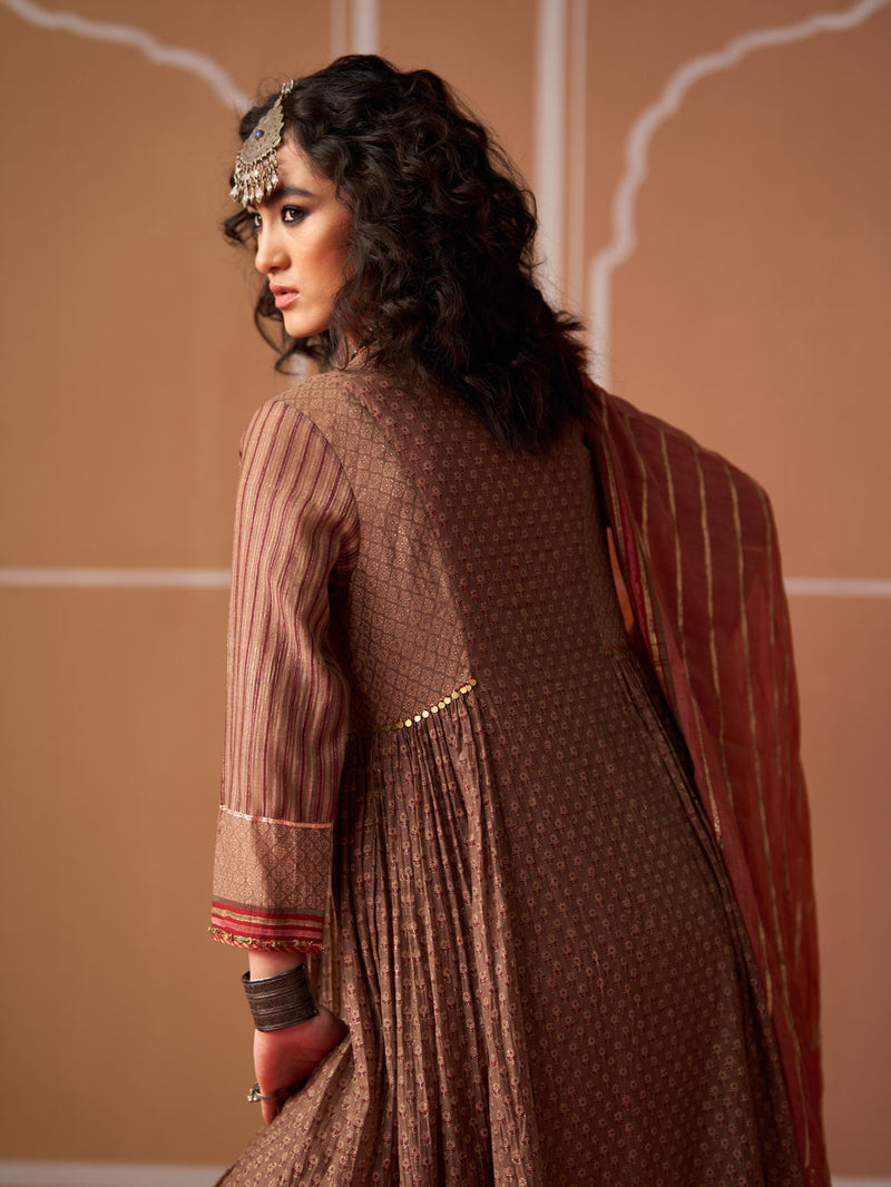 Moira Kurta chanderi kurta/kurta set by SWATTI KAPOOR in grey, rust for women in Singapore
