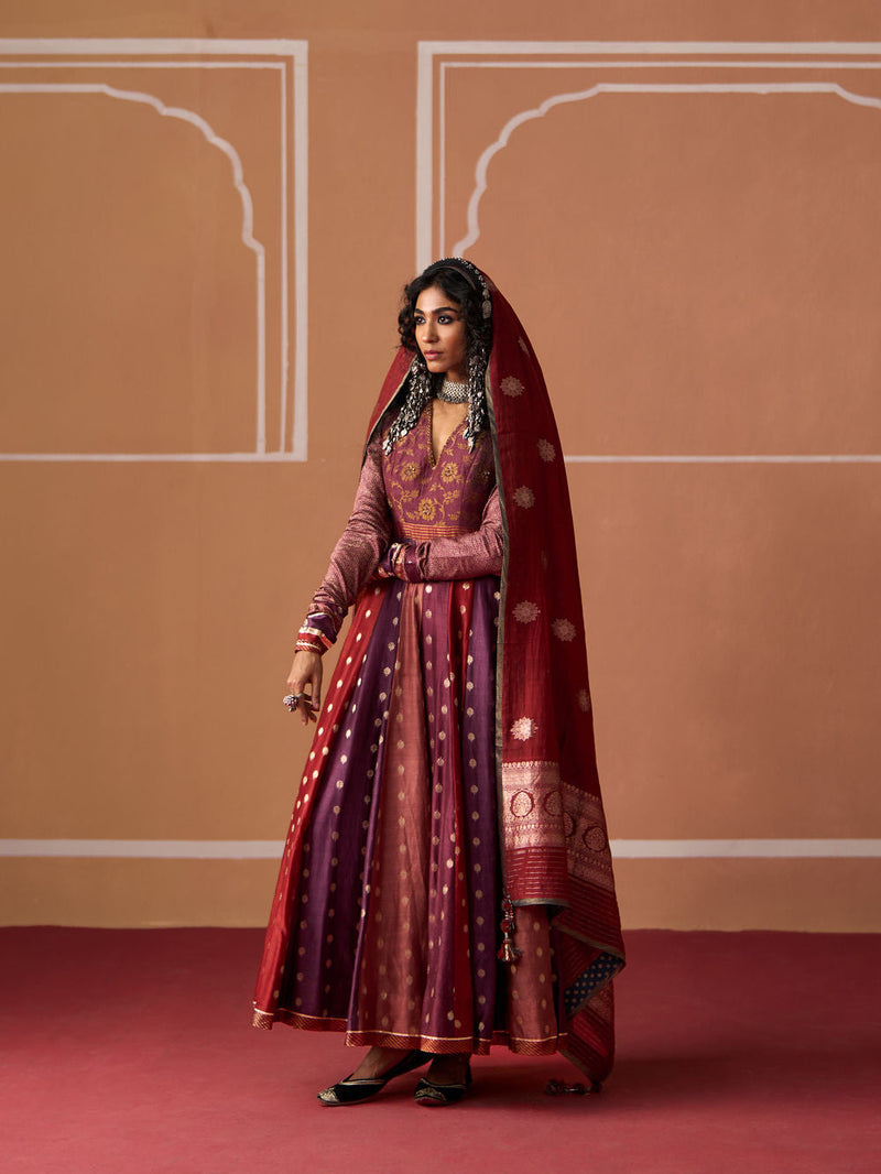 Afzi Dupatta banarasi dupatta by SWATTI KAPOOR in rust for women in Singapore