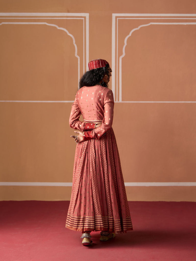 Krisha Kurta Tania Churidar chanderi kurta/kurta set by SWATTI KAPOOR in peach for women in Singapore