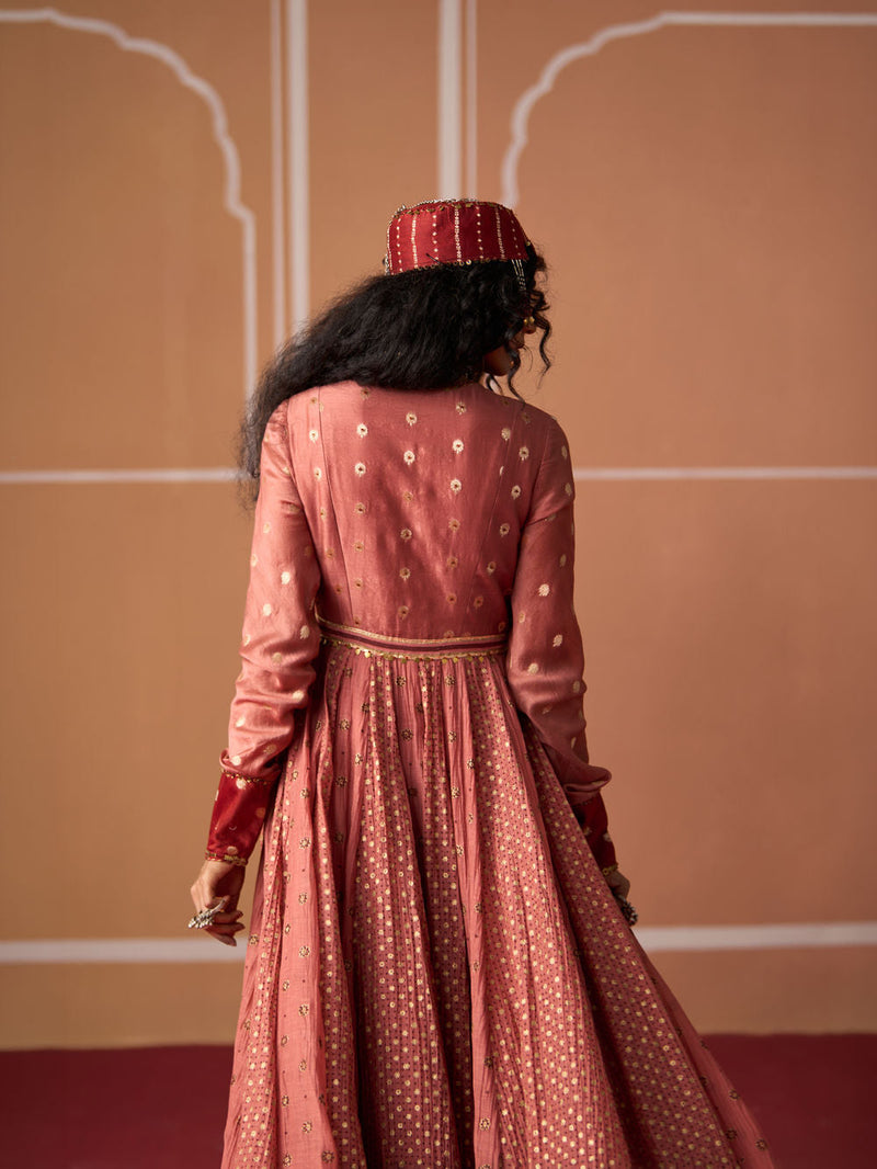 Krisha Kurta Tania Churidar chanderi kurta/kurta set by SWATTI KAPOOR in peach for women in Singapore