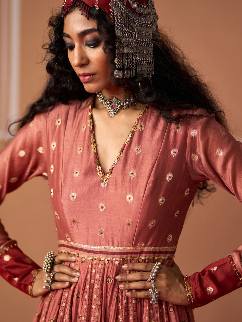 Krisha Kurta Tania Churidar chanderi kurta/kurta set by SWATTI KAPOOR in peach for women in Singapore