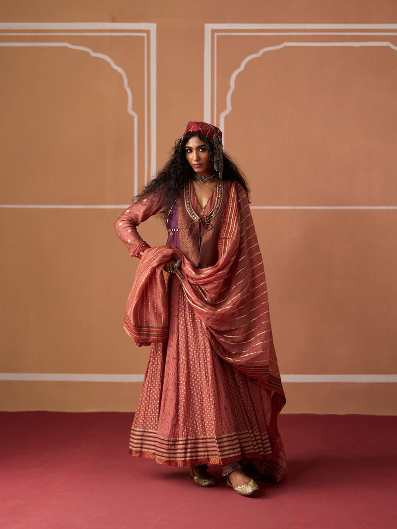 Suhana Dupatta chanderi dupatta by SWATTI KAPOOR in peach for women in Singapore