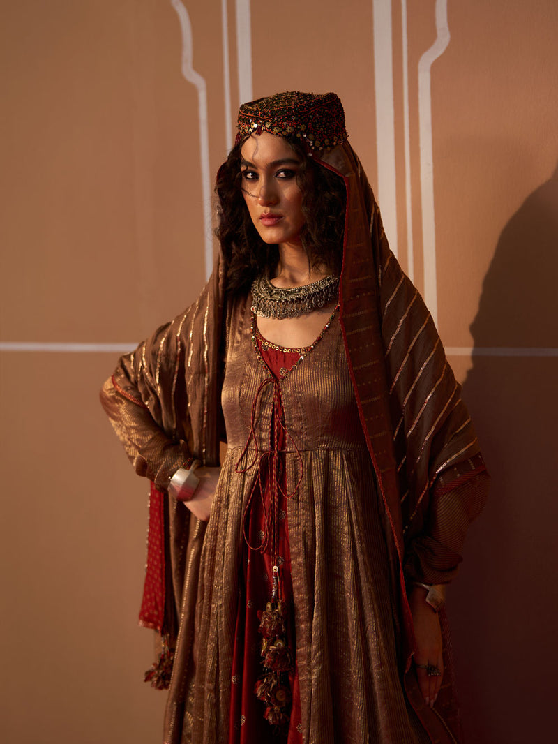 Dev Dupatta chanderi dupatta by SWATTI KAPOOR in grey for women in Singapore