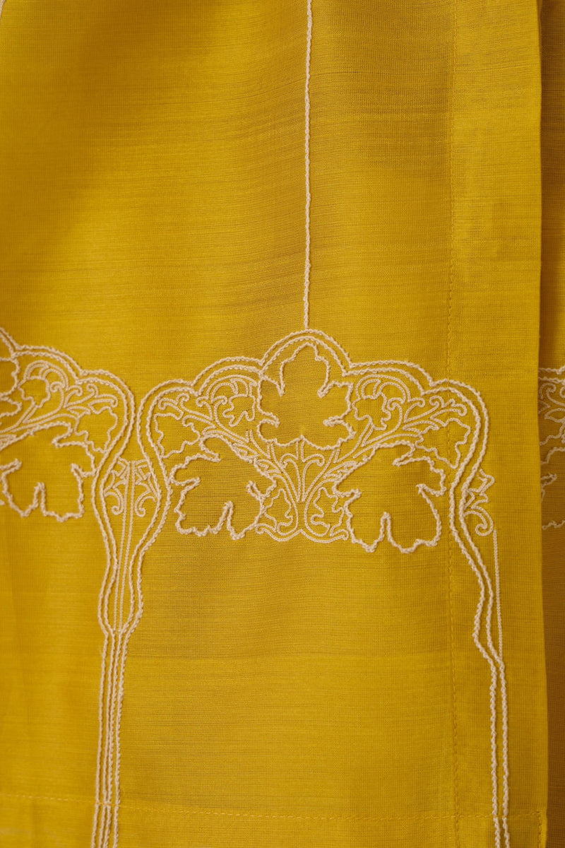 Sabeen Handwoven Embroidered Top chanderi by The Summer House in yellow color for women in Singapore