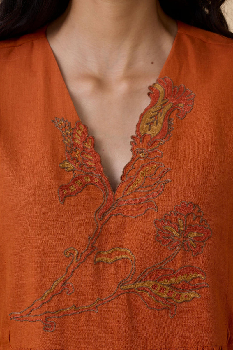 Safa Orange Kaftan Dress cotton by The Summer House in orange color for women in Singapore