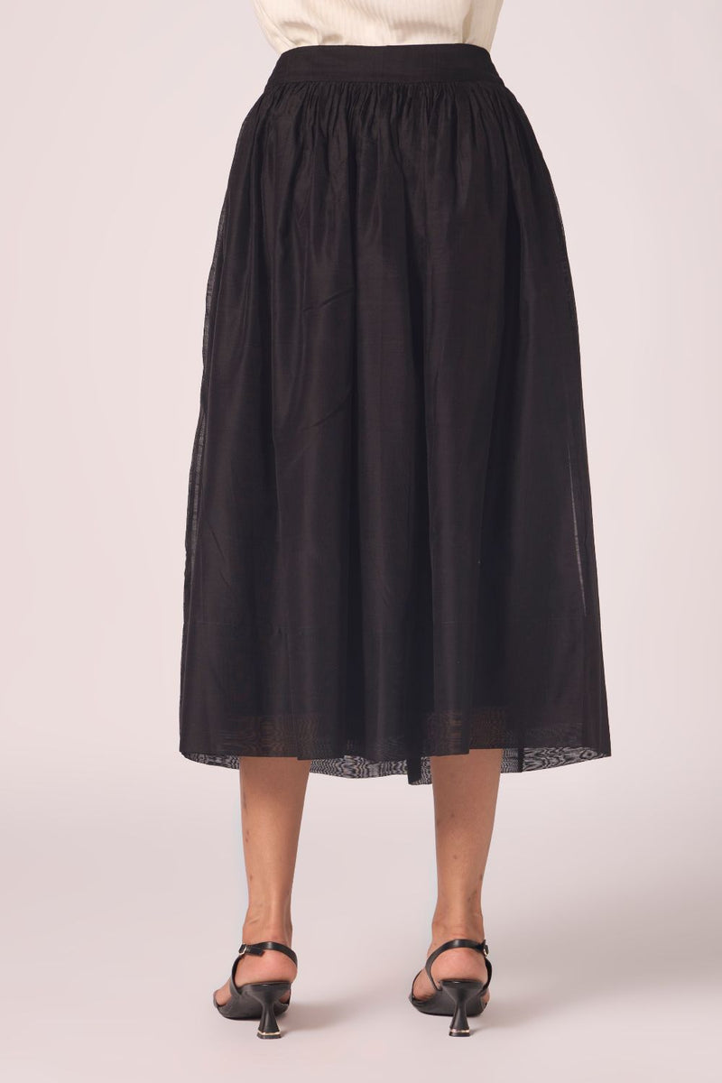 Sahir Black Handwoven Skirt chanderi by The Summer House in black color for women in Singapore