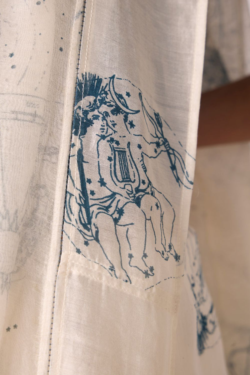 Saiph Zodiac Print Handwoven Saree chanderi by The Summer House in white color for women in Singapore
