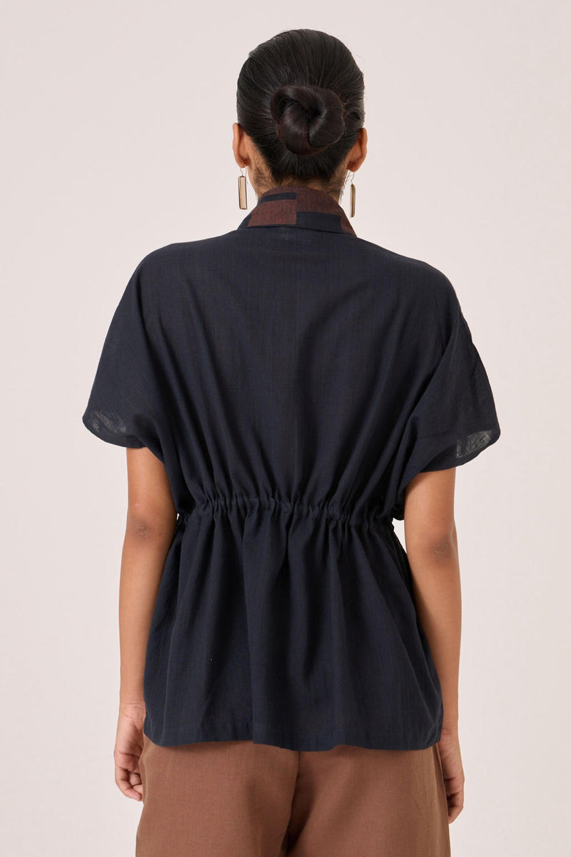 Sajith Black Handwoven Tie Top cotton by The Summer House in black color for women in Singapore