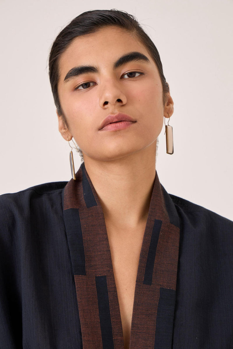 Sajith Black Handwoven Tie Top cotton by The Summer House in black color for women in Singapore
