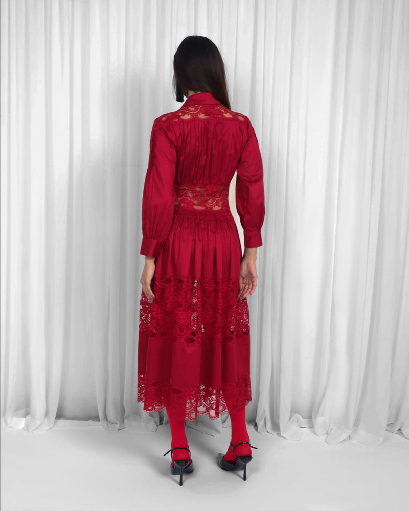 Salem Dress-Red 100% cotton Buy Salem Dress-Red from C&W | Dresses for Women by Leh Studios in red color for women in Singapore