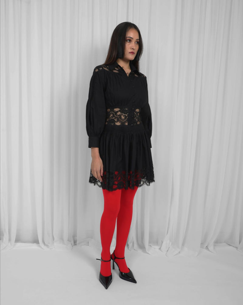 Salem Mini Dress-Black 100% cotton Buy Salem Mini Dress-Black from C&W | Dresses for Women by Leh Studios in black color for women in Singapore