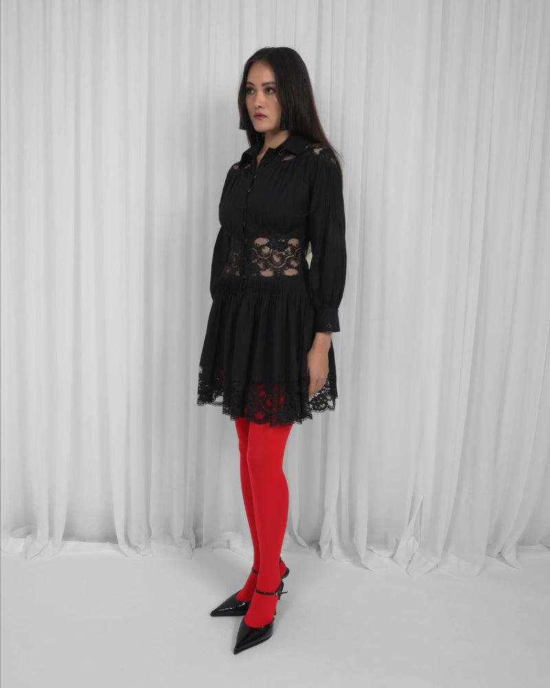 Salem Mini Dress-Black 100% cotton Buy Salem Mini Dress-Black from C&W | Dresses for Women by Leh Studios in black color for women in Singapore