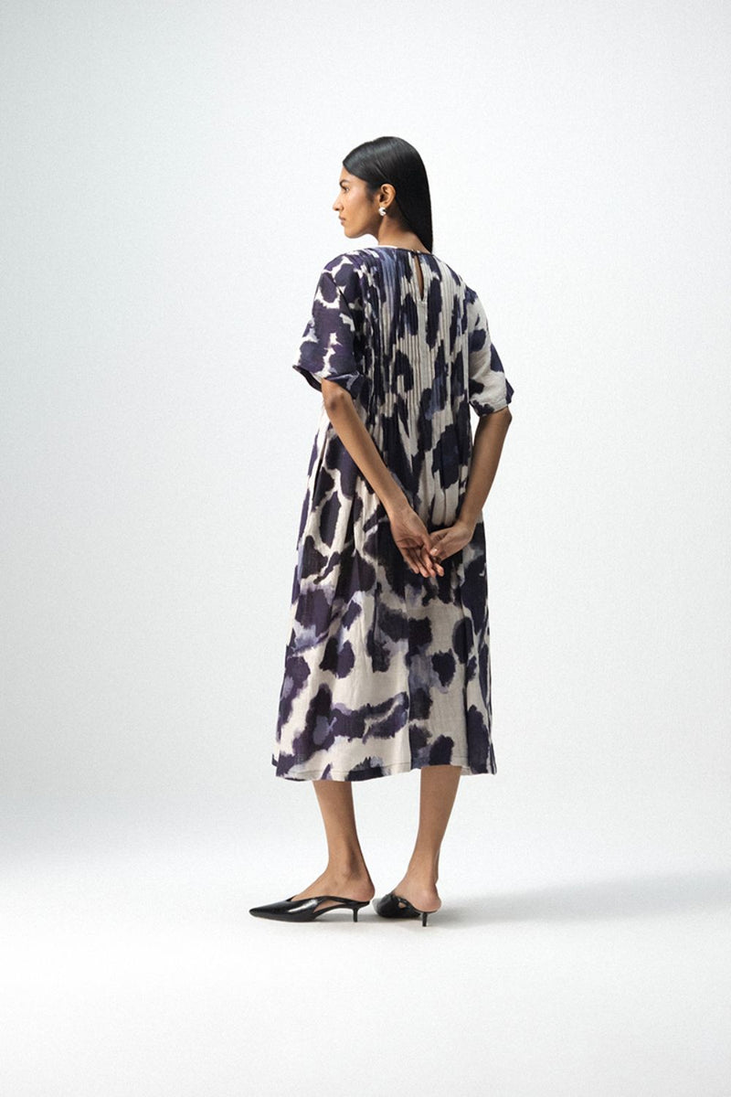 SAMBURU LINEN PINTUCKS DRESS linen by Yam in blue color for women in Singapore