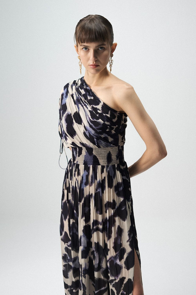 SAMBURU ONE SHOULDER DRESS by Yam in blue color for women in Singapore