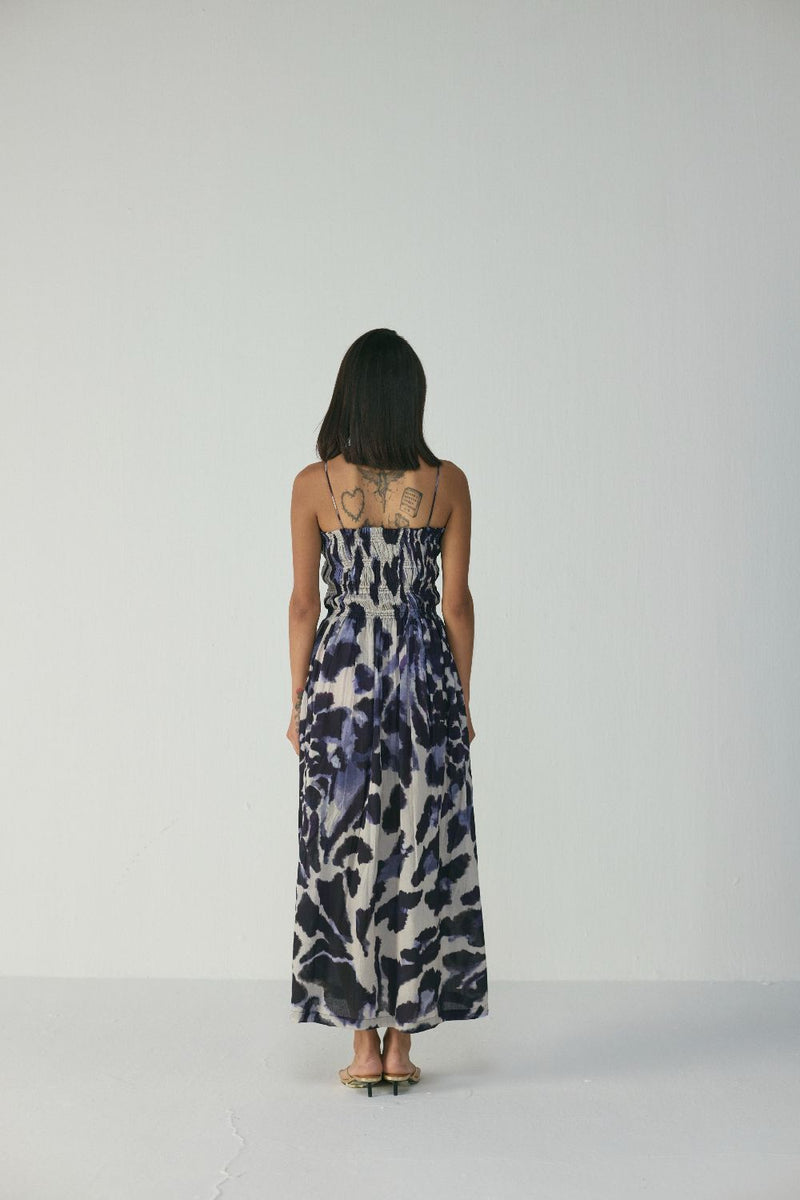 SAMBURU RUCHED DRESS poplin by Yam in blue color for women in Singapore