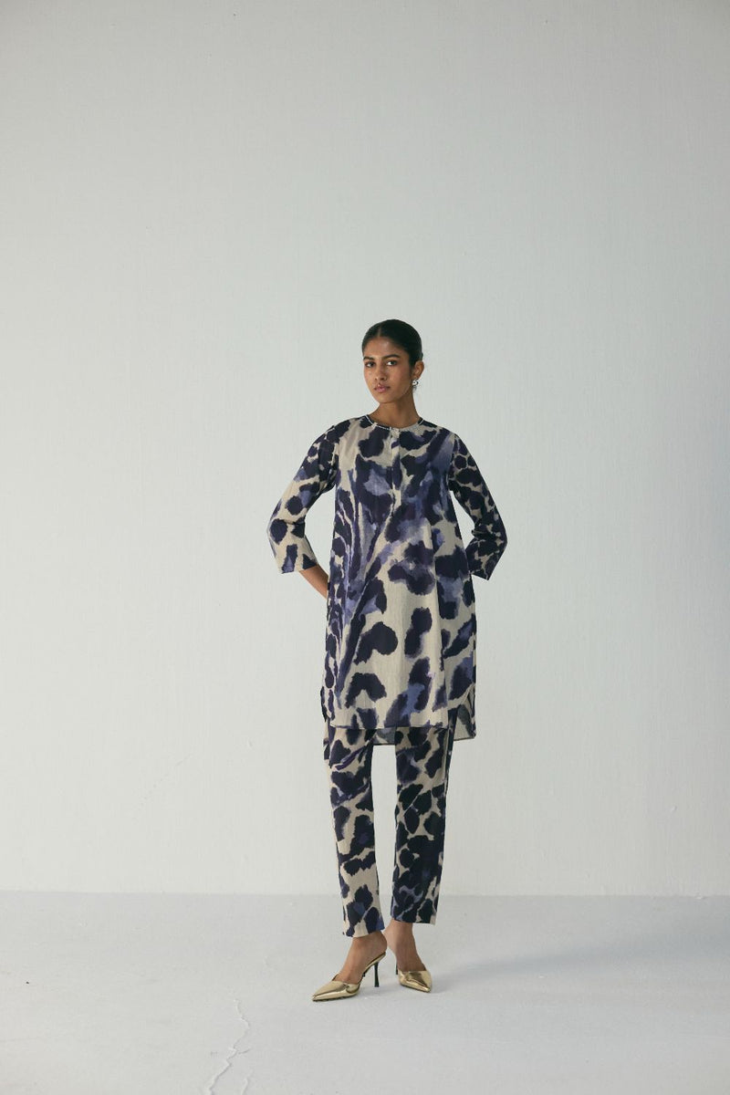 SAMBURU SHORT KURTA SET cotton by Yam in blue color for women in Singapore