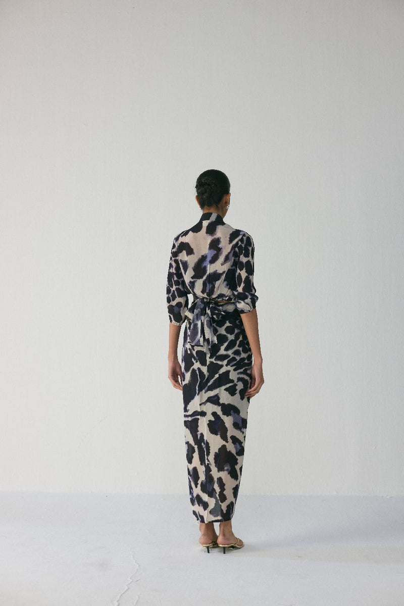 SAMBURU TIE UP TOP AND SKIRT SET by Yam in blue color for women in Singapore