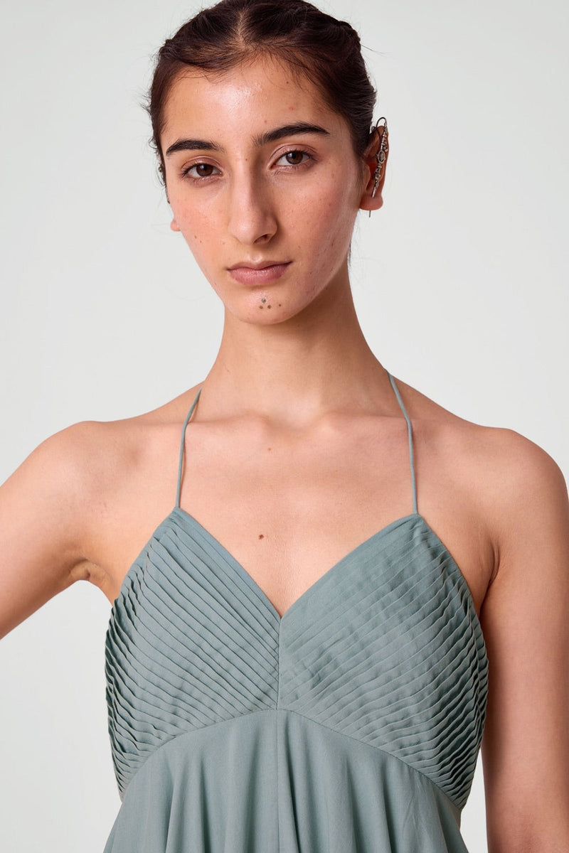 Samir Pleated Halter Neck Dress